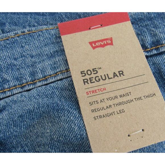 Levi’s 505 Regular Fit Jeans 34x34 Straight Leg Medium Wash NWT - Picture 3 of 7